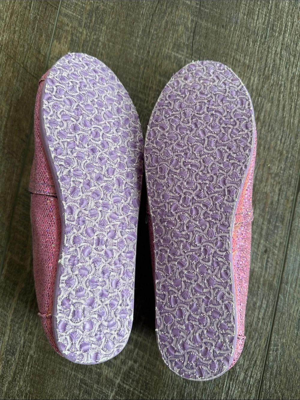 Toms Girls Pink Glitter Slip-On Flats